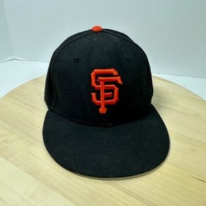 New Era MLB San Francisco Giants Black 6 5/8 Fitted Cap Solid Black Orange